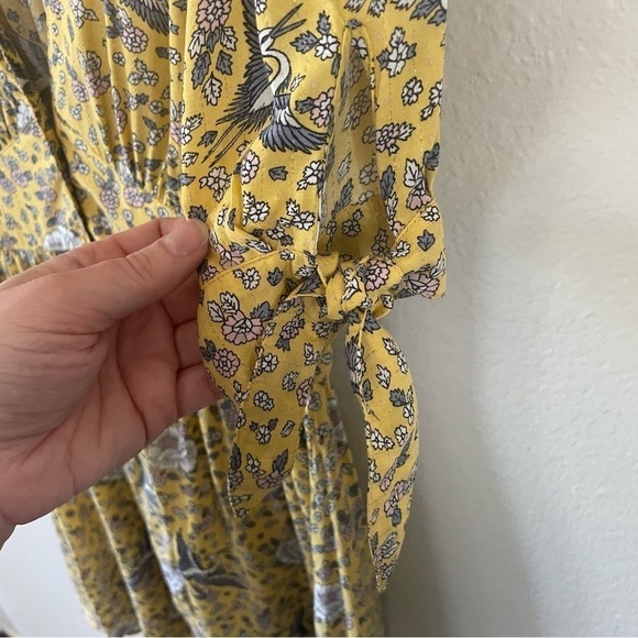 Auguste x Revolve Valentina Tie Sleeve Mini Dress Yellow Floral Print Size 4 - Picture 12 of 13